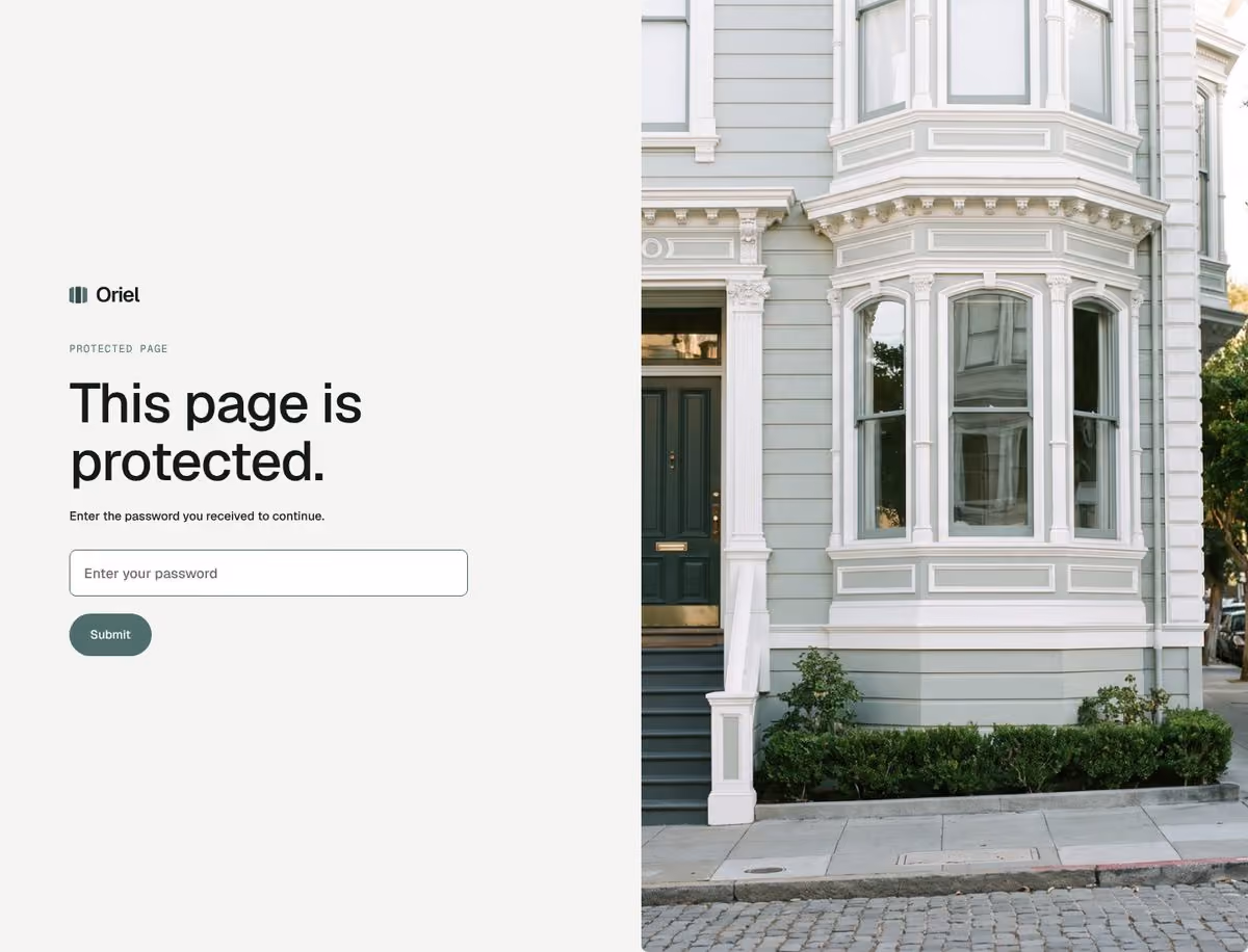 Oriel Webflow clinic template – Password page preview