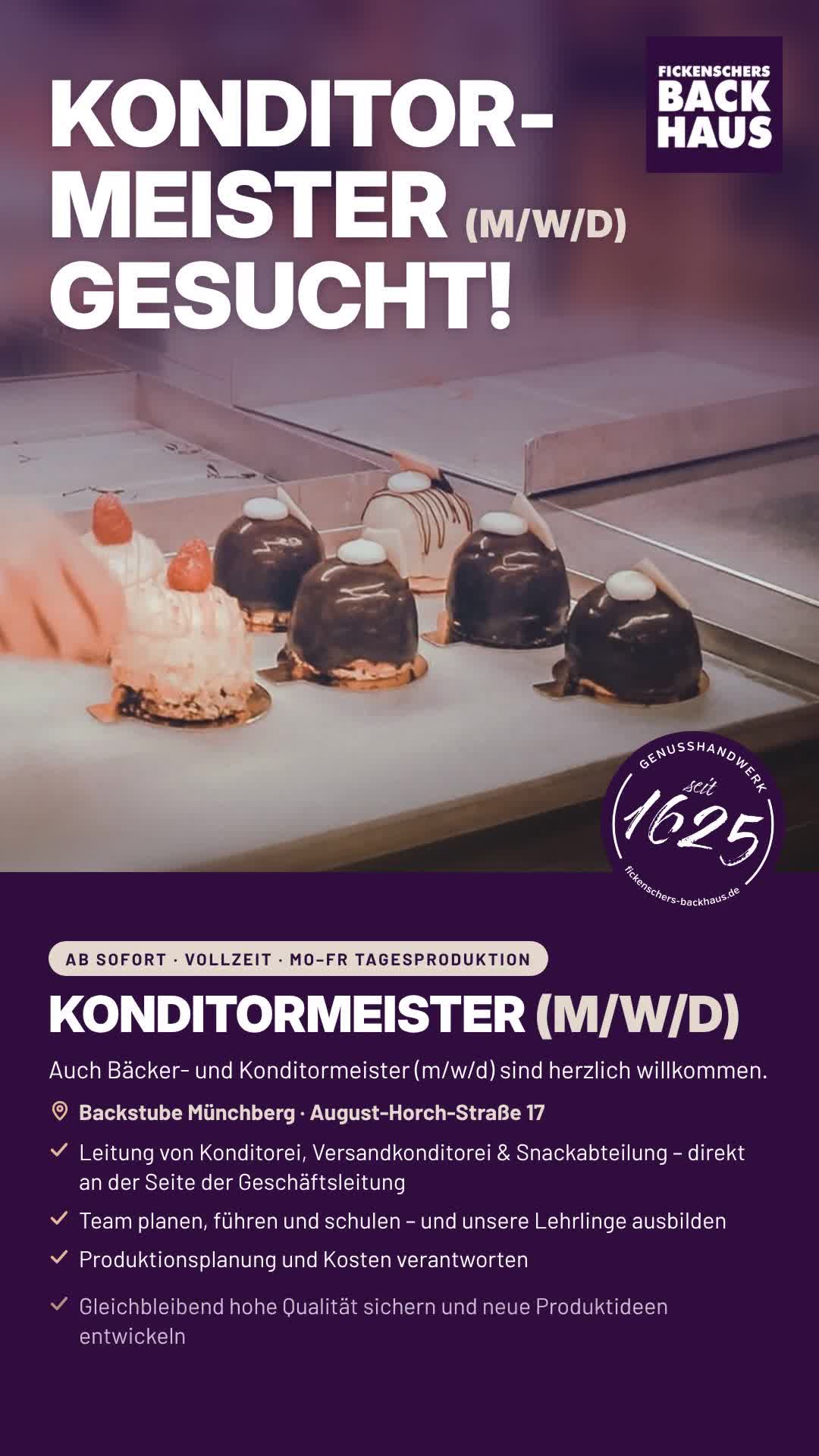 Wir suchen: Konditormeister (m/w/d)