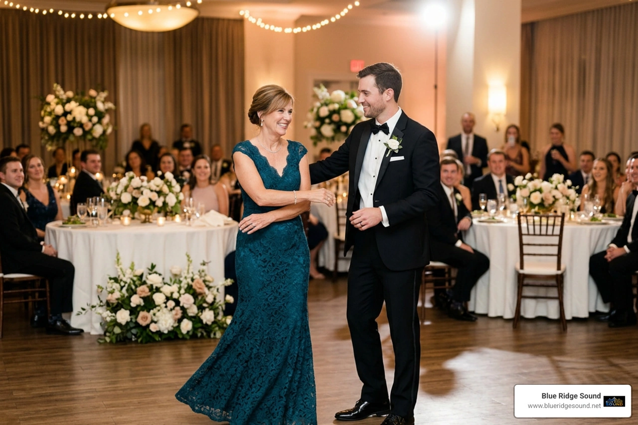groom turning his mother during a semi-choreographed wedding dance