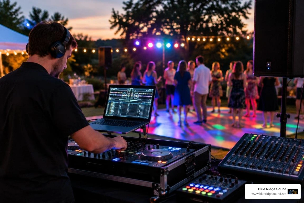 Lighting controller syncing with sound system for outdoor event