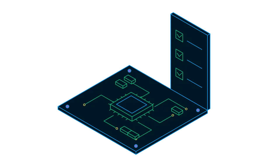Illustration of a circuit board with an approved parts checklist