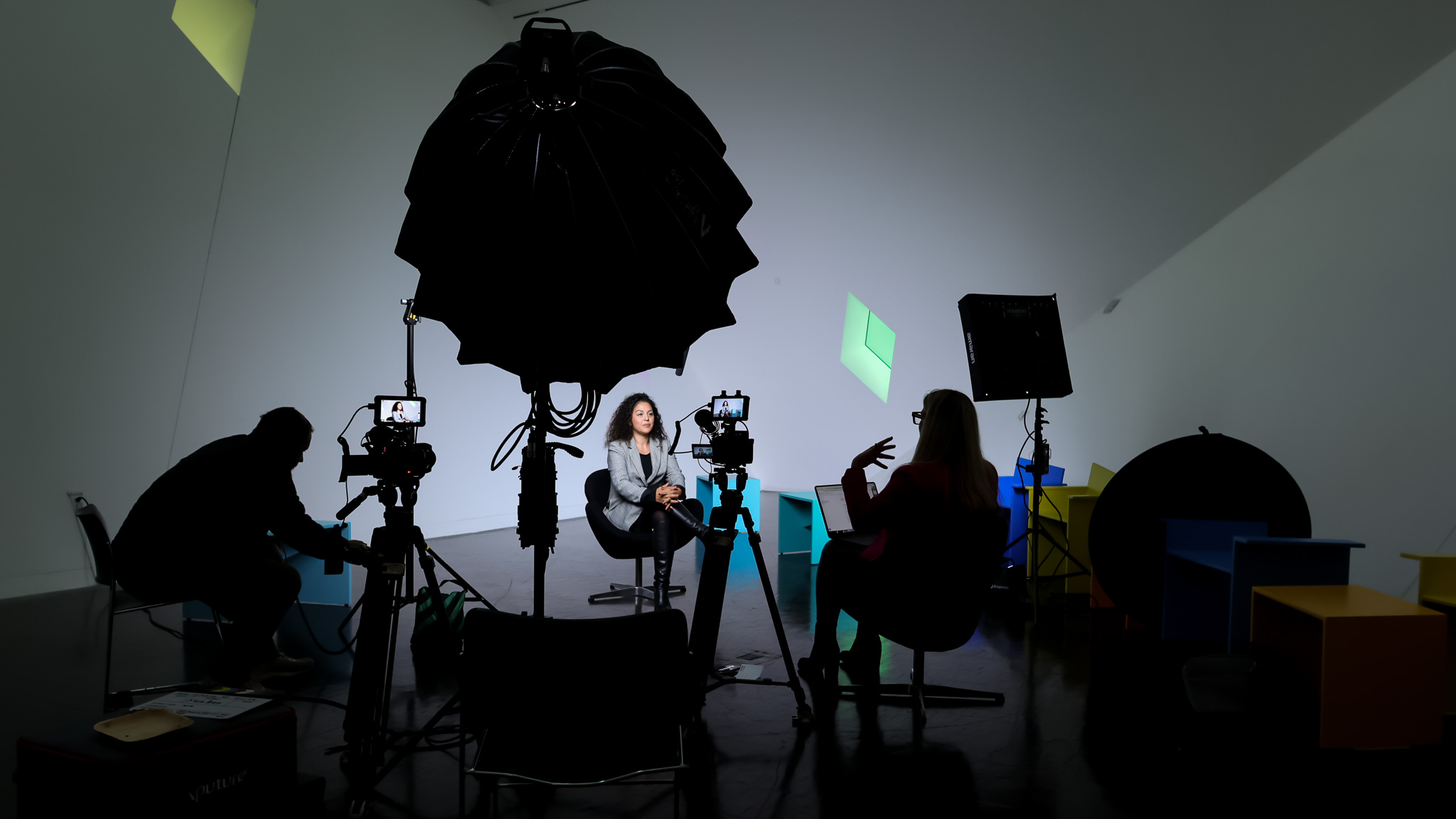 MotionX filming a professionally lit interview on location