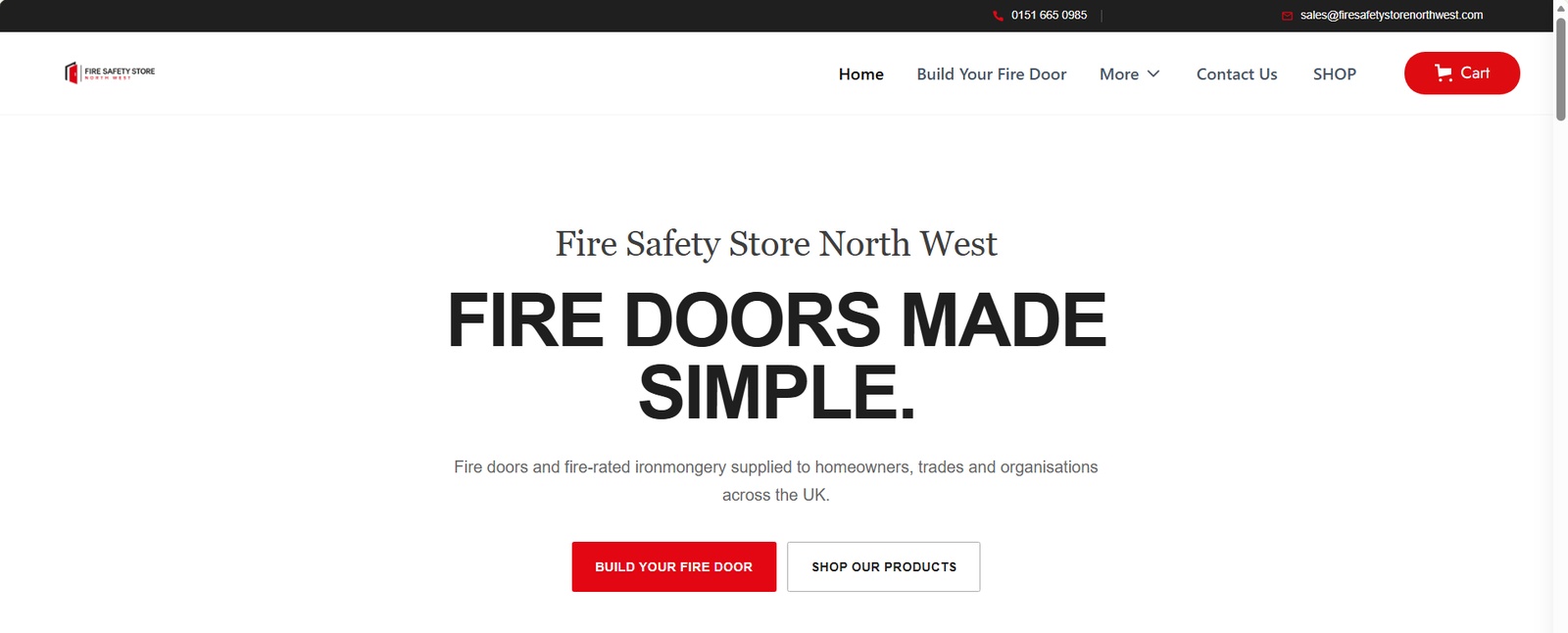 Fire Safety Store North West website homepage