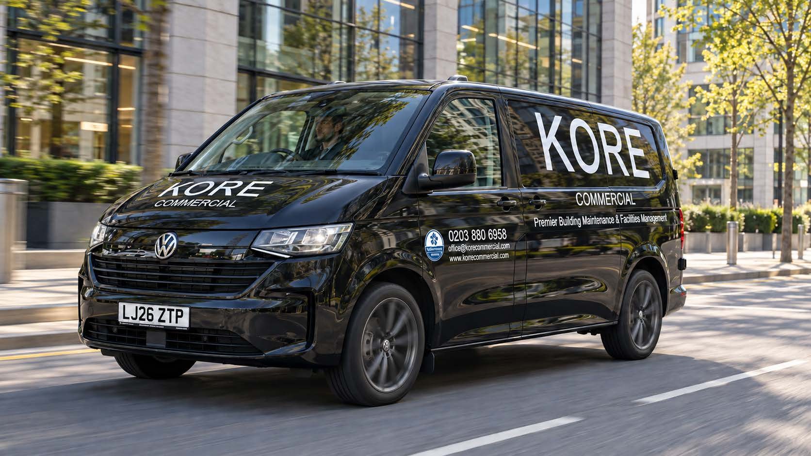Kore Commercial branded van outside a commercial building