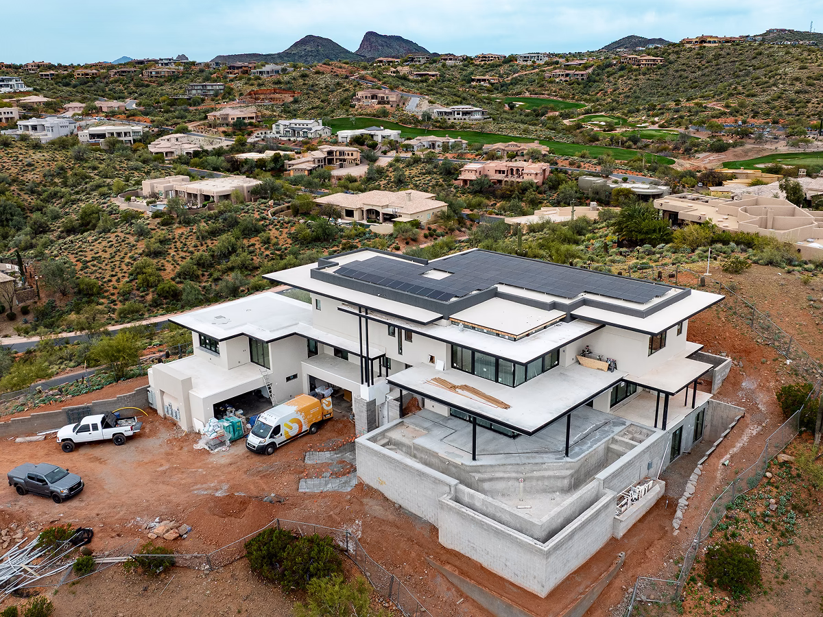 Aerial view of an Icon Power solar install in Fountain Hills, Arizona