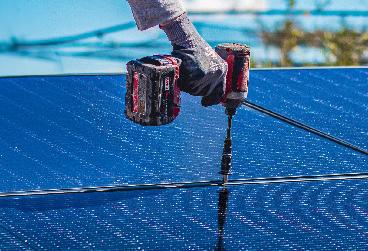 Icon Power installer mounting a solar panel
