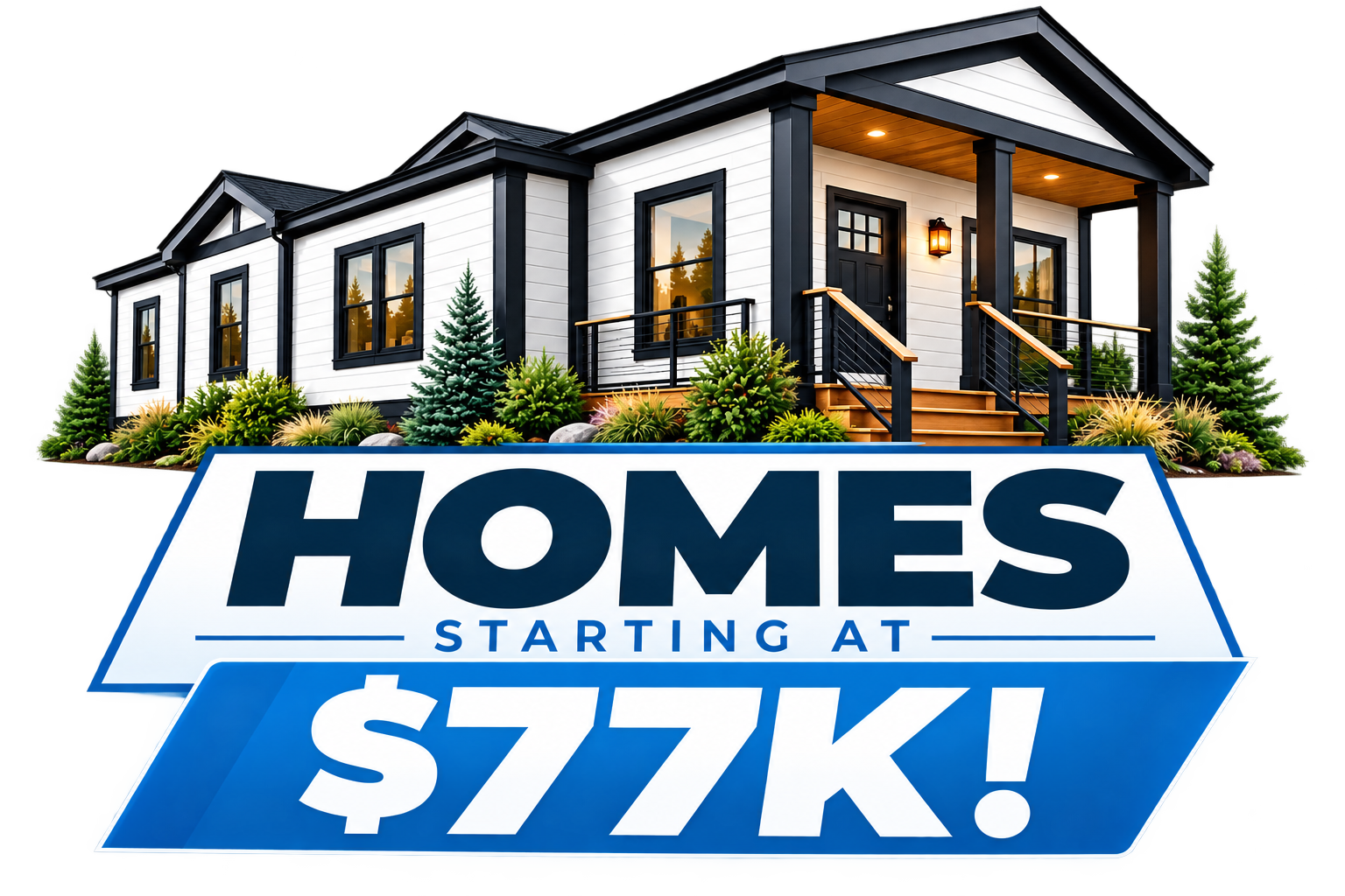 Modern manufactured homes starting at $77K