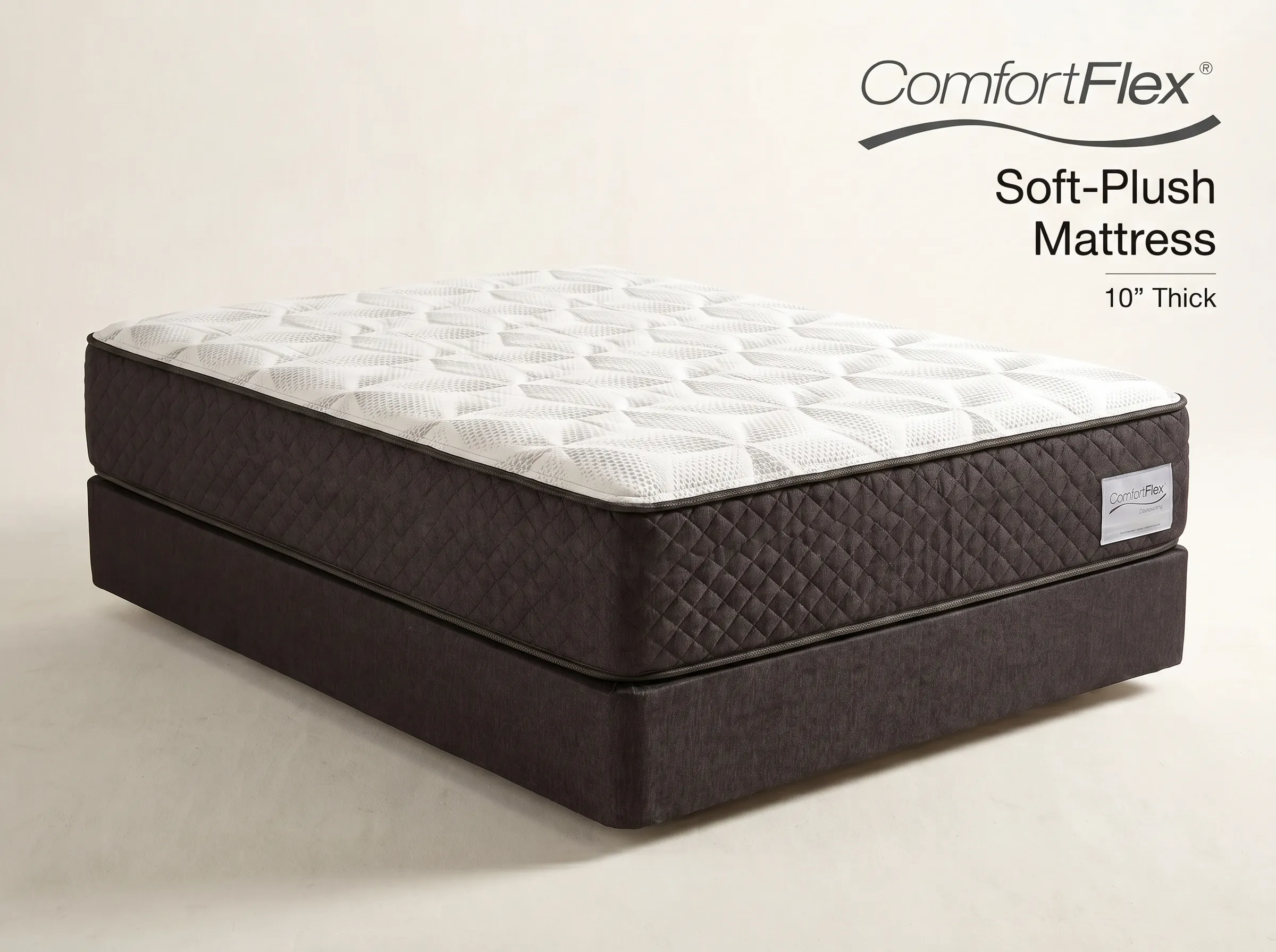 ComfortFlex Soft-Plush mattress, 10 inches thick, with a white knit top