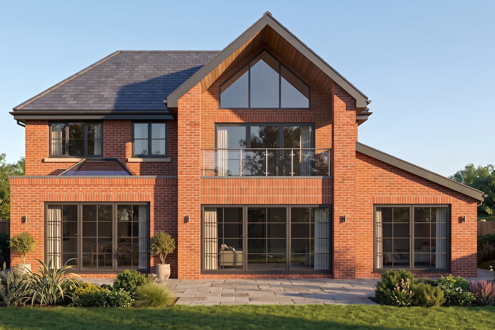Blackwood Avenue, Woolton: proposed rear with apex glazing, glass balcony and wide garden doors
