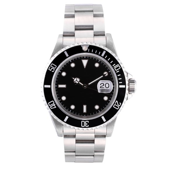 Stainless steel dive watch with black dial