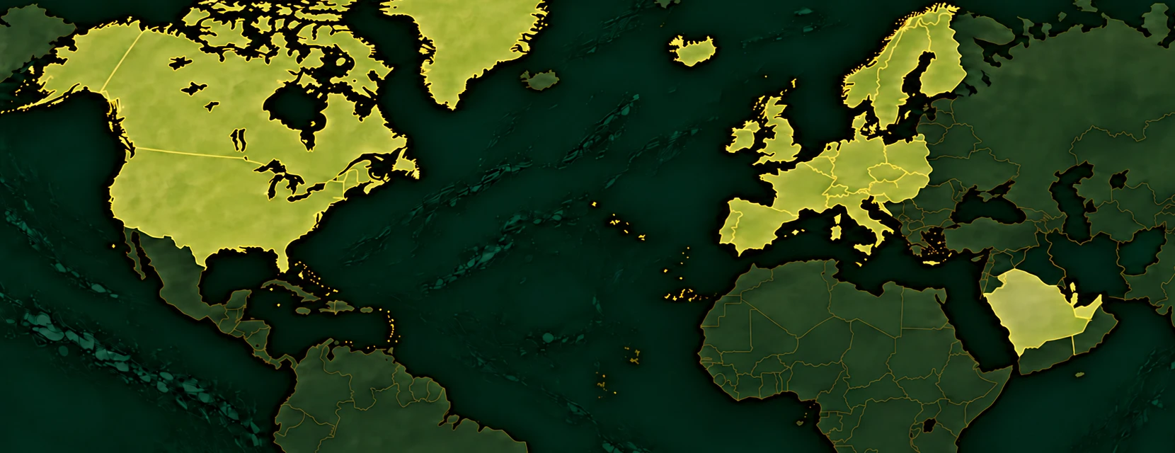 Map of Falls Bridge Capital coverage regions across North America, Europe and the Middle East
