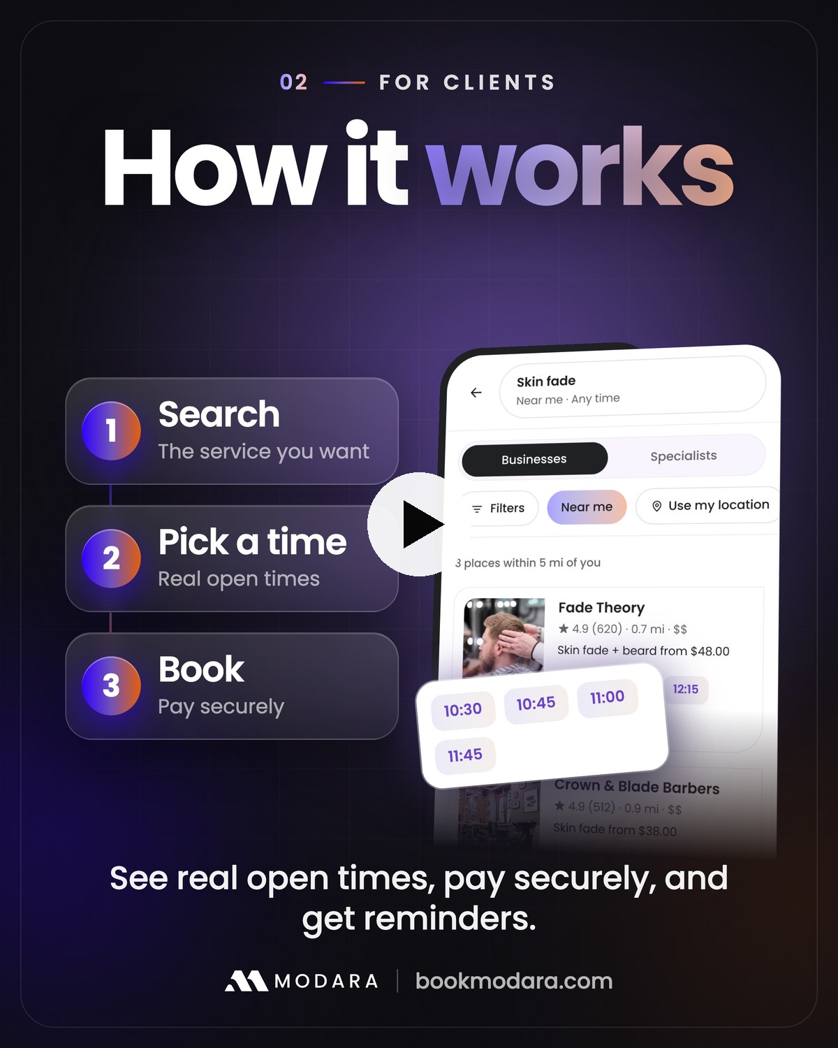 Modara: launch creative for a booking platform