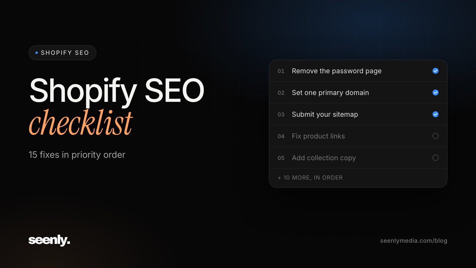 Shopify SEO Checklist: 15 Fixes in Priority Order