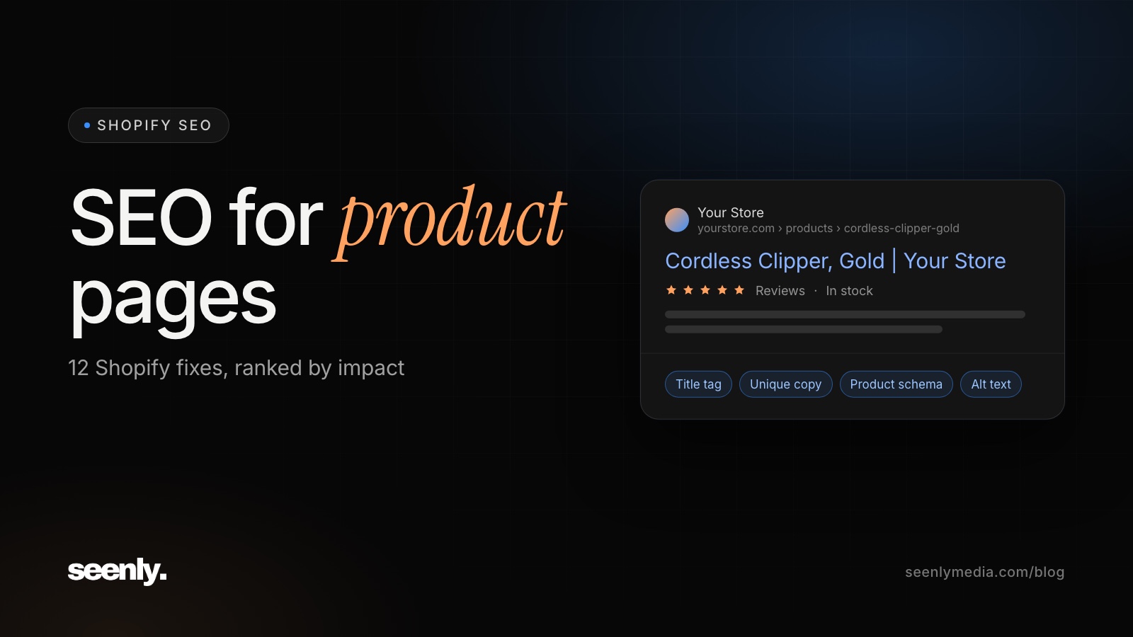 SEO for Product Pages: 12 Shopify Fixes, Ranked by Impact