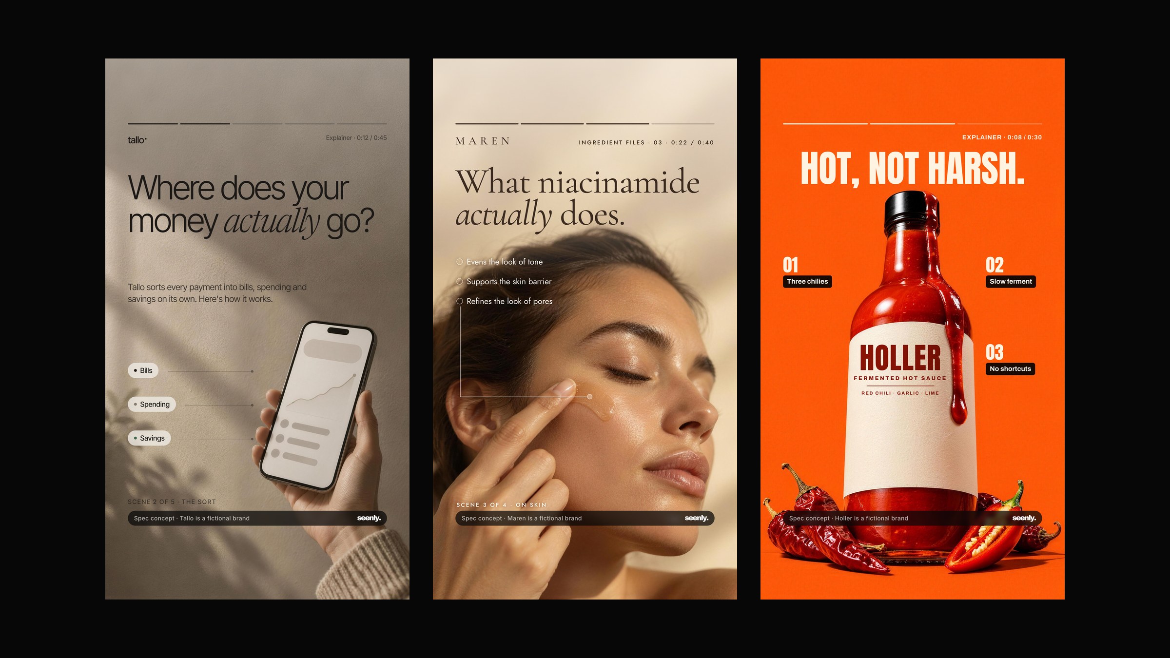 Tailored explainer concepts: fintech, skincare and food