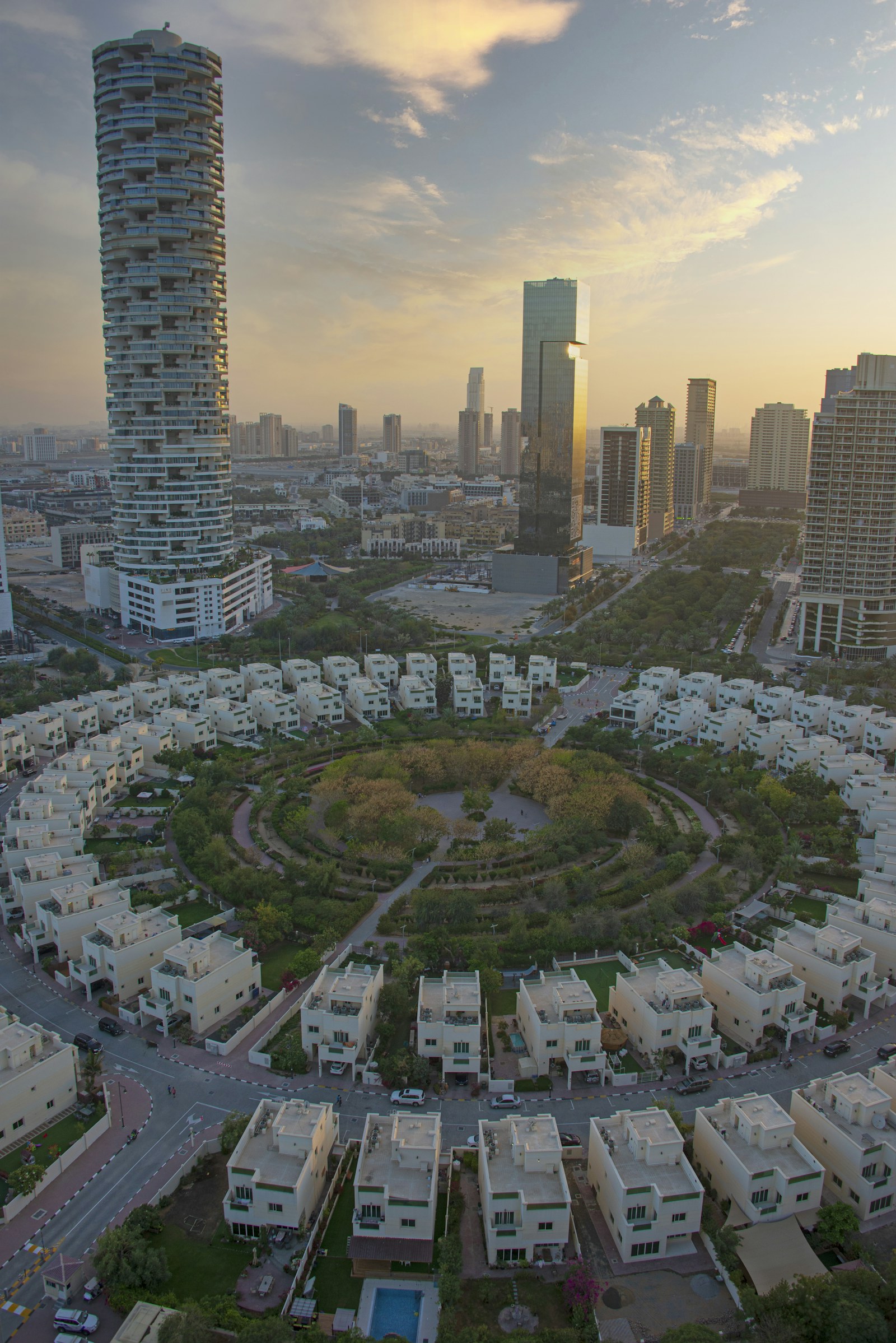 Dubai residential neighbourhood at dusk