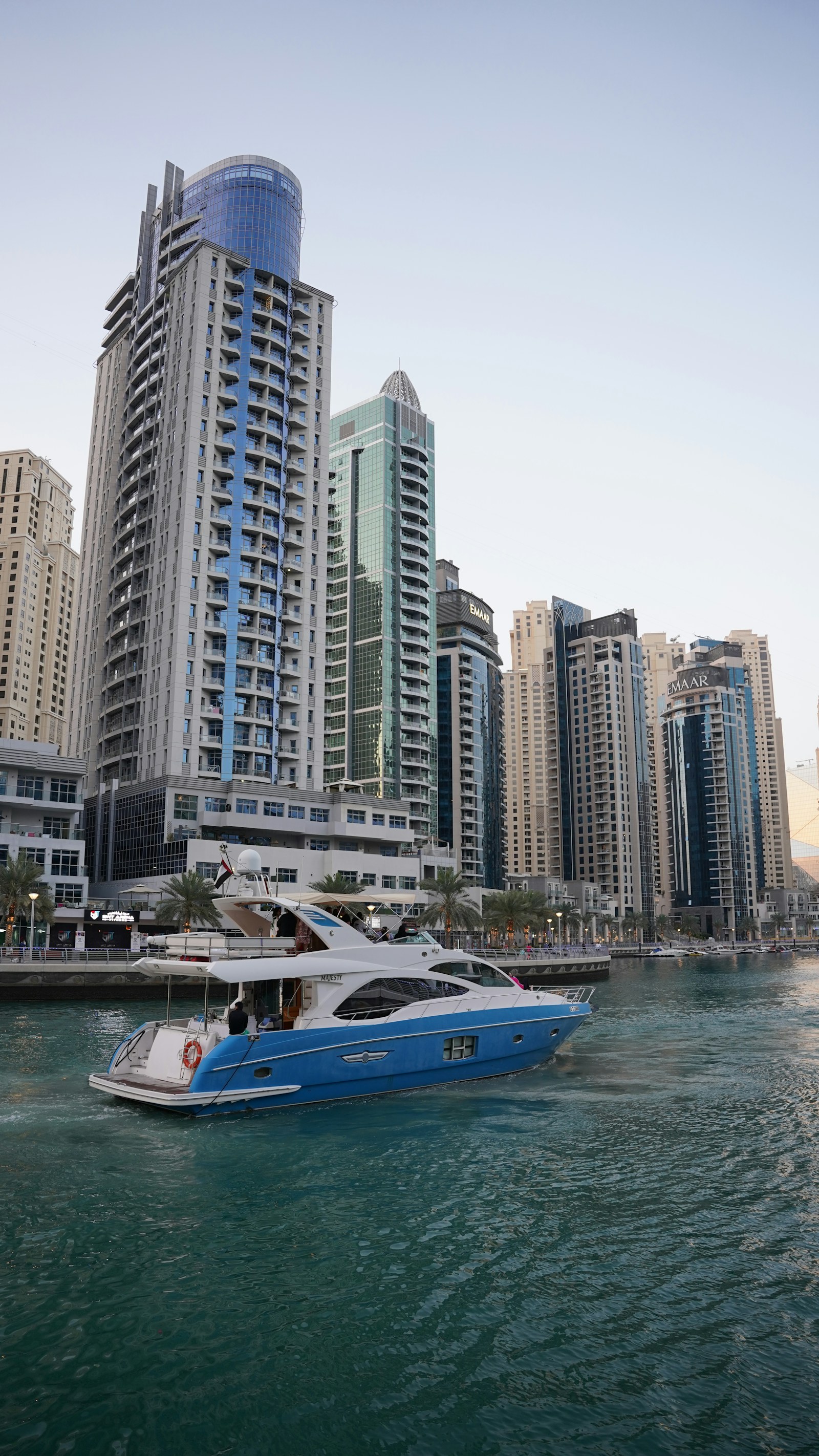 Yachts and residences along the Dubai Marina canal