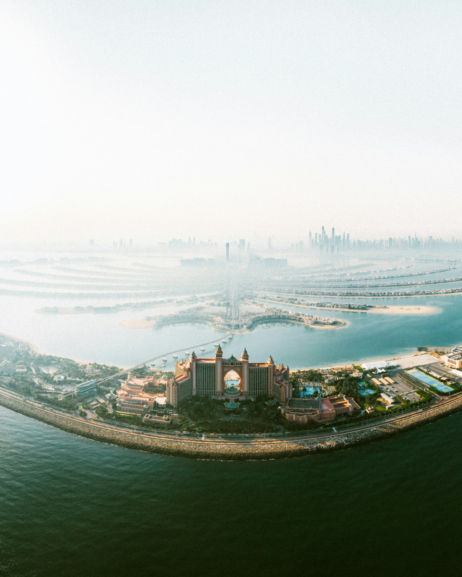 An aerial perspective of Dubai waterfront communities
