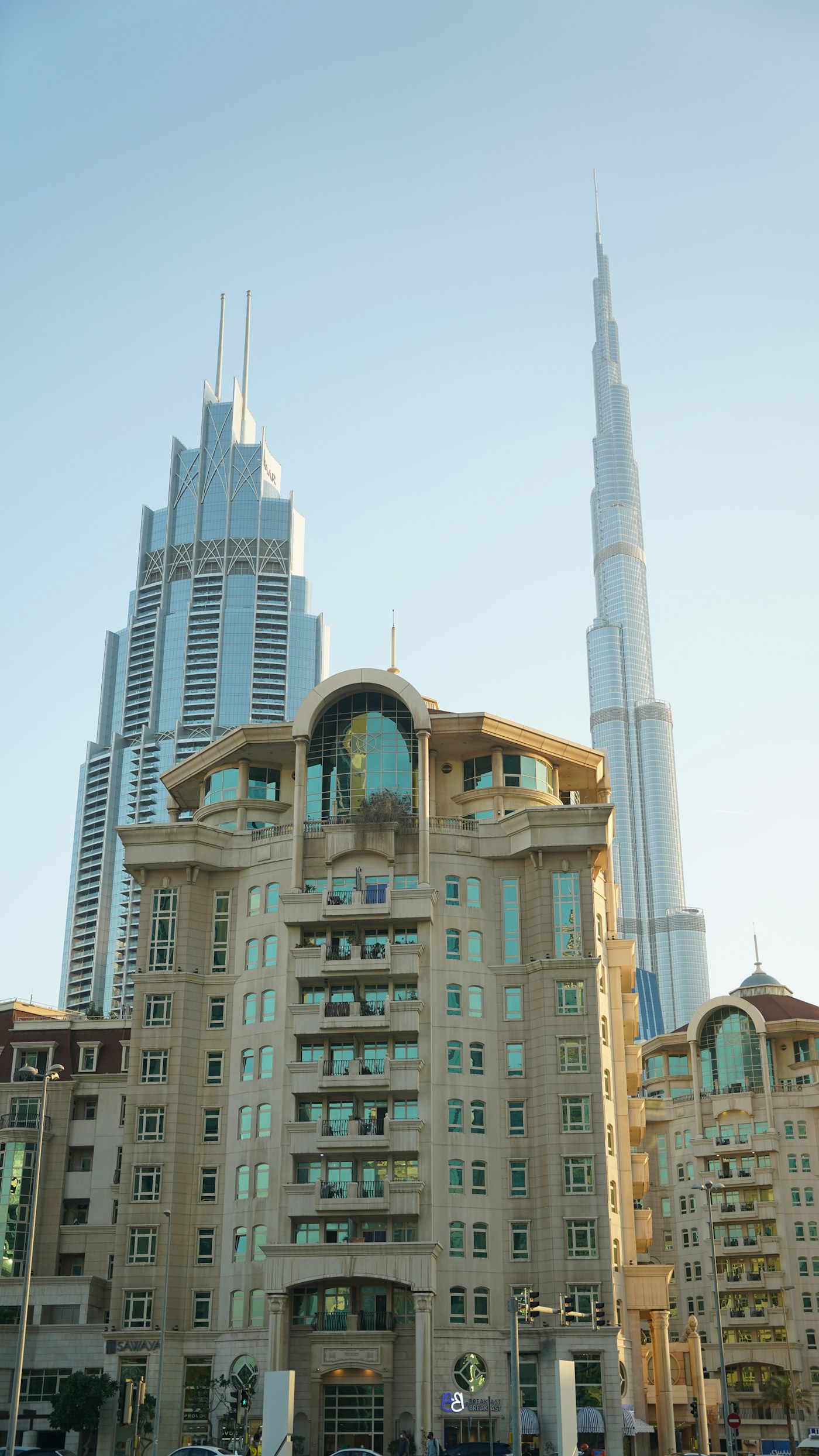 Burj Khalifa above Dubai residential buildings