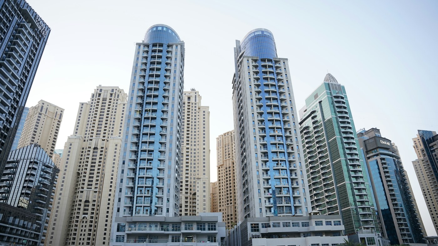 Glass towers at Dubai Marina