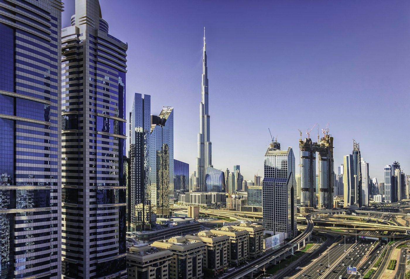Burj Khalifa and surrounding city buildings