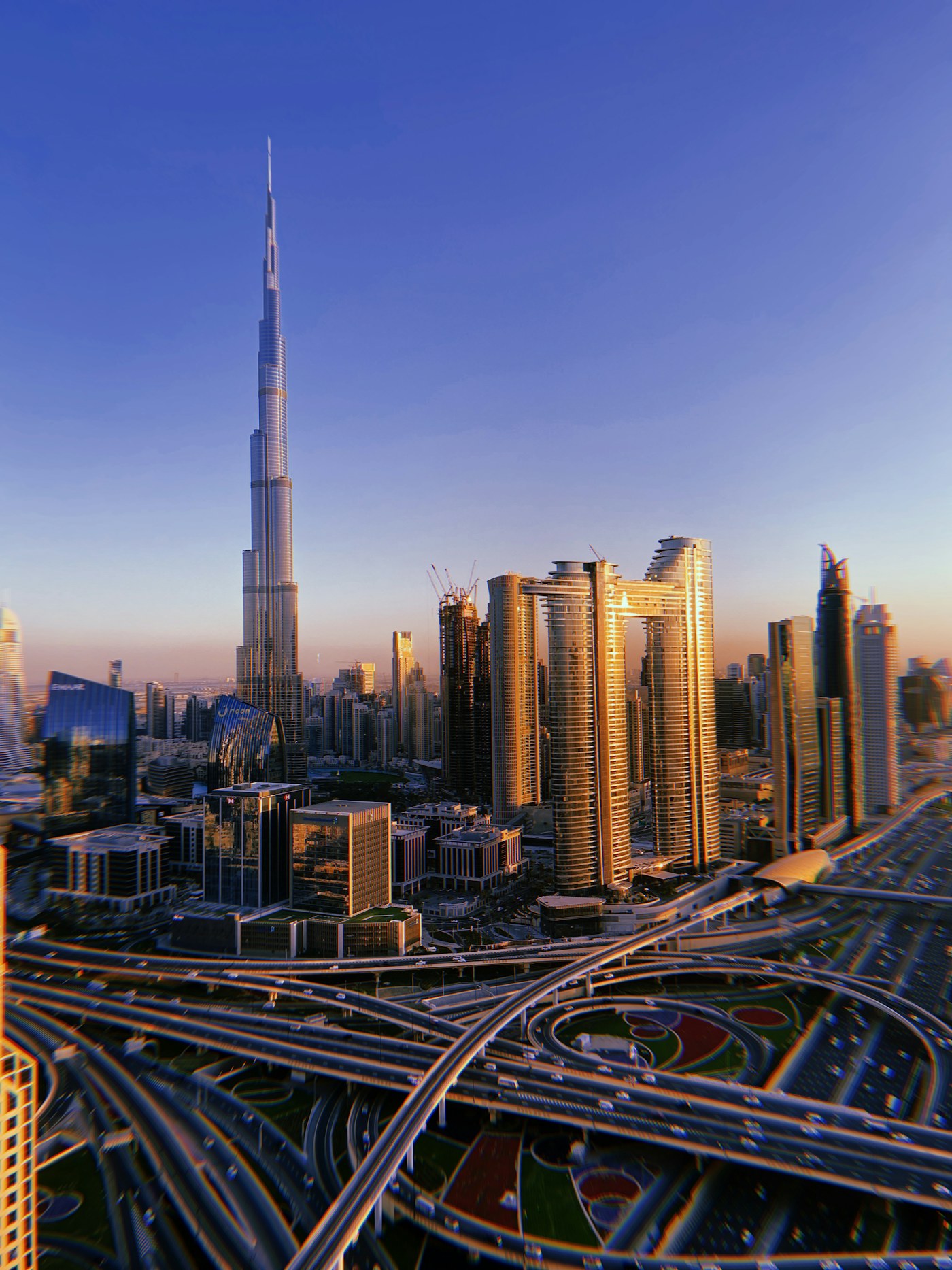 Dubai buildings under a blue sky