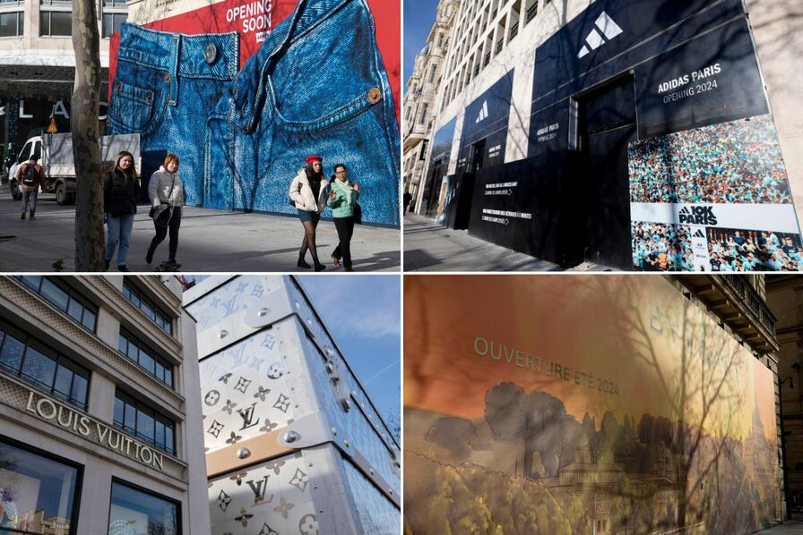The different signs being renovated