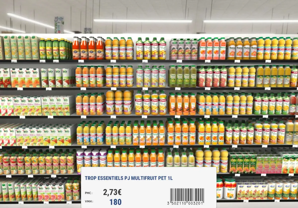 Planogramme VR de jus de fruits