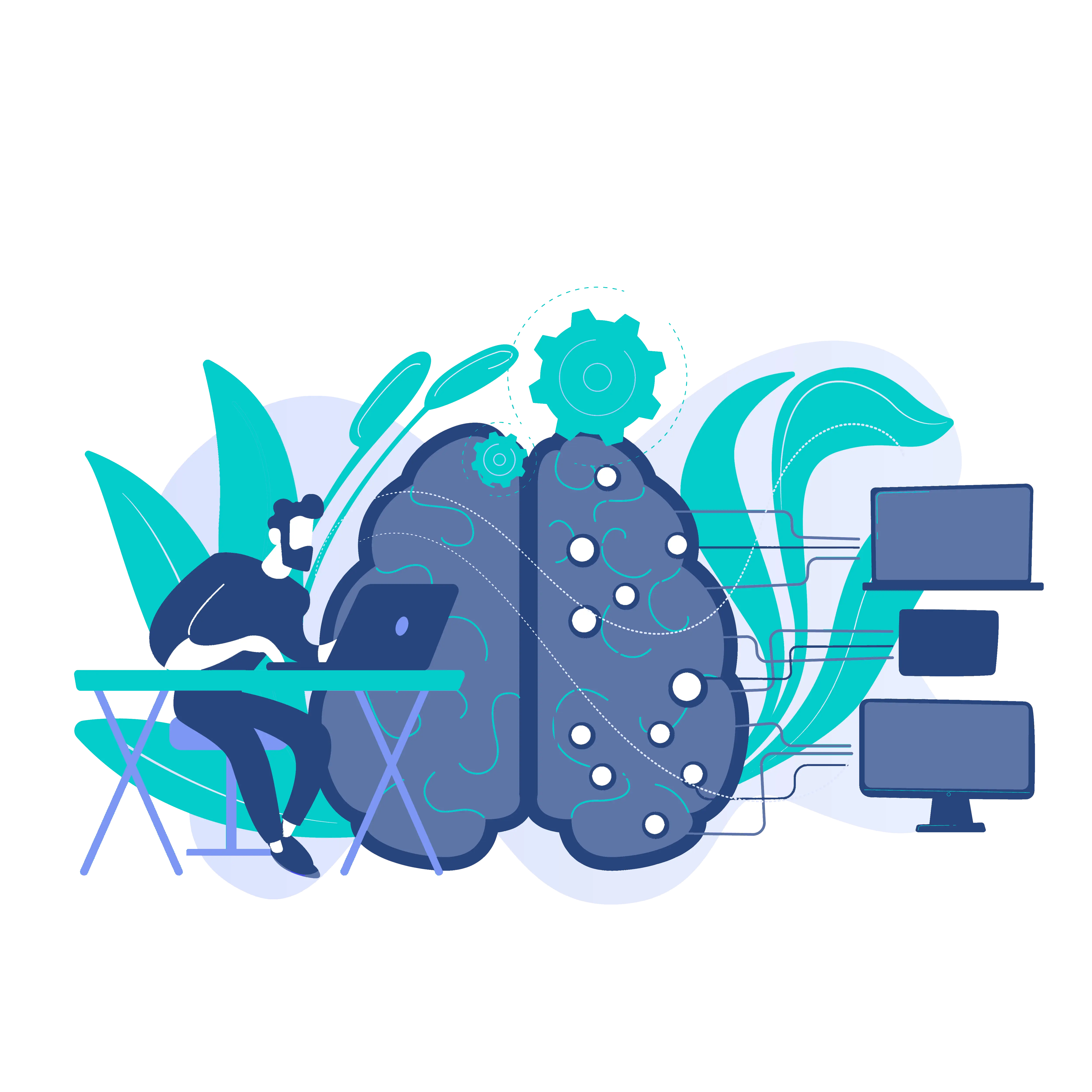 Illustration d'un graphiste qui réfléchit