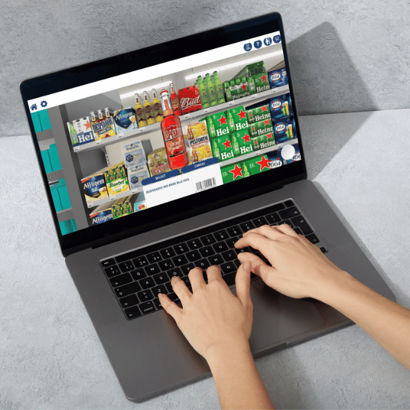Planogramme VR de bières sur laptop