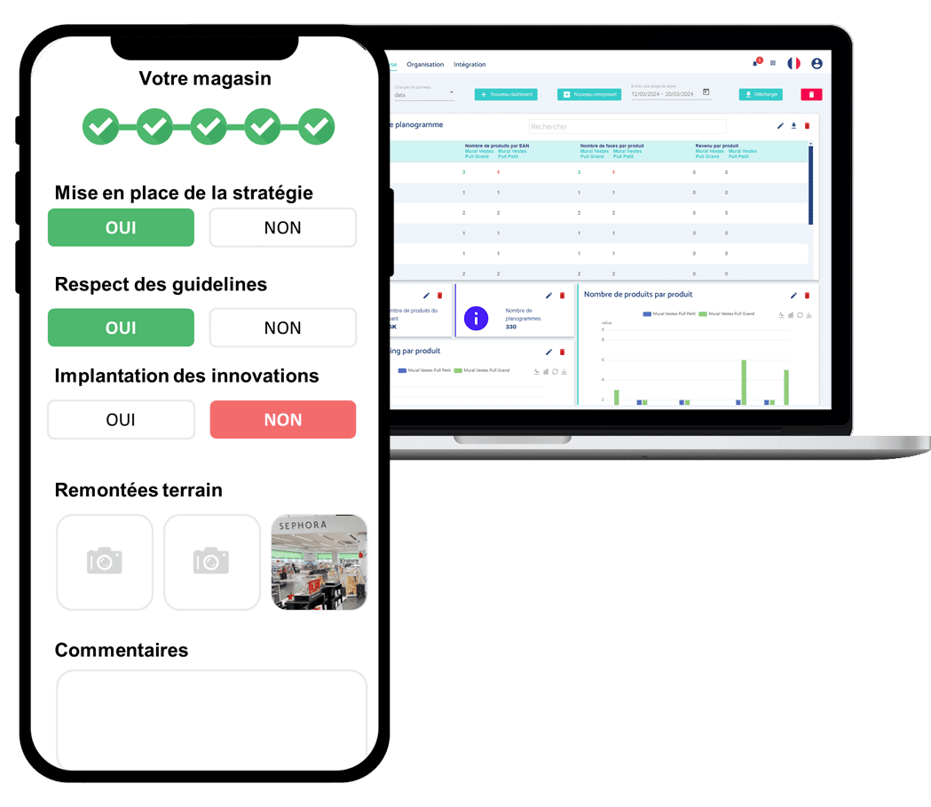 Timeline sur smartphone de la solution Retail VR