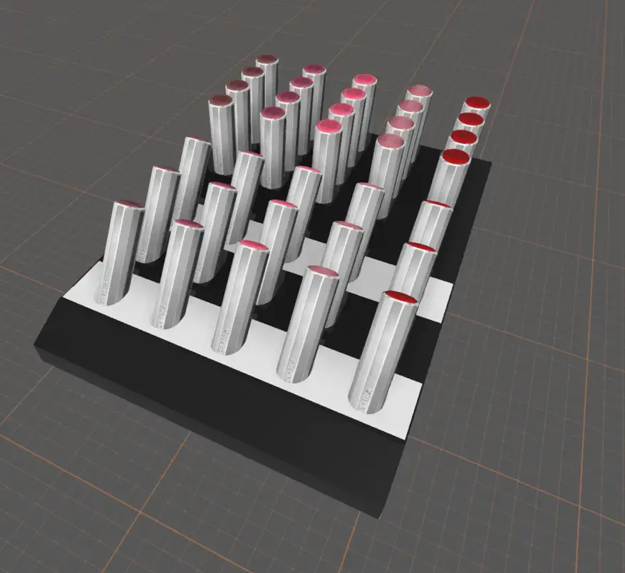 Assortiment de rouges à lèvres modélisé en 3D