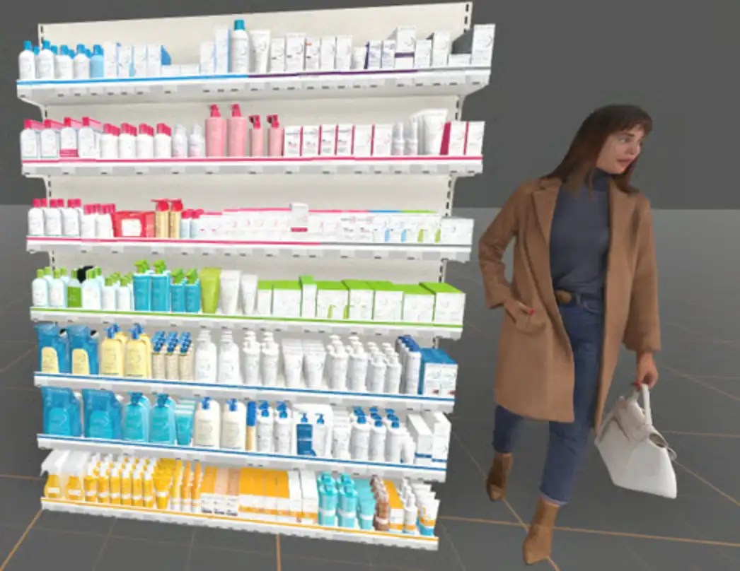 Assortiment soin dans un environnement retail virtuel