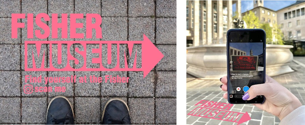 Pavement sign and an Instagram AR preview on a phone