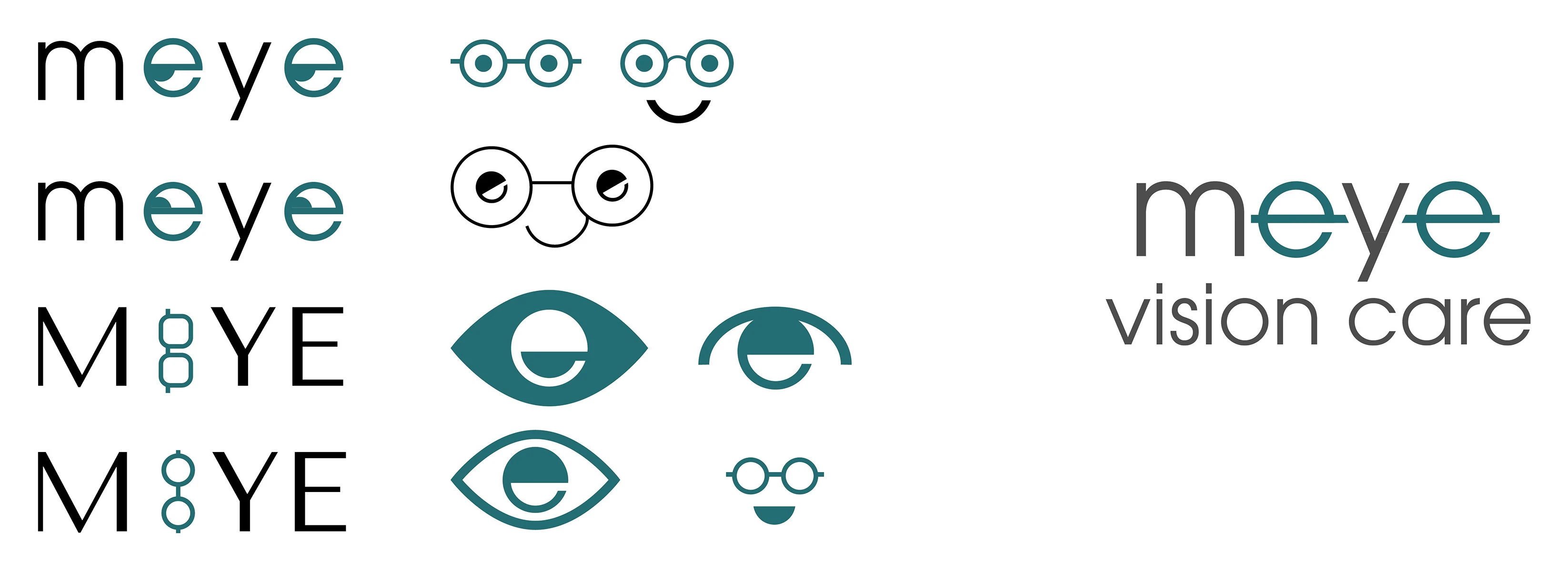 Digital iterations of the Meye wordmark and eye marks