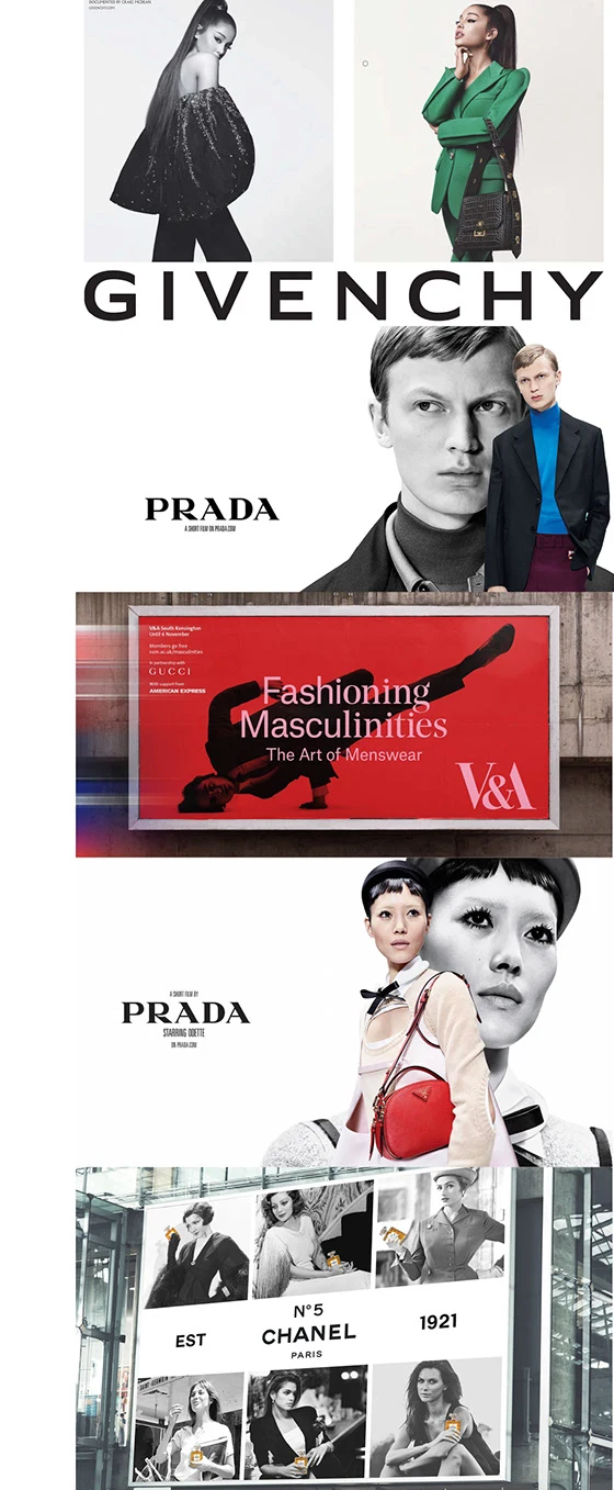 Luxury fashion campaigns used as references