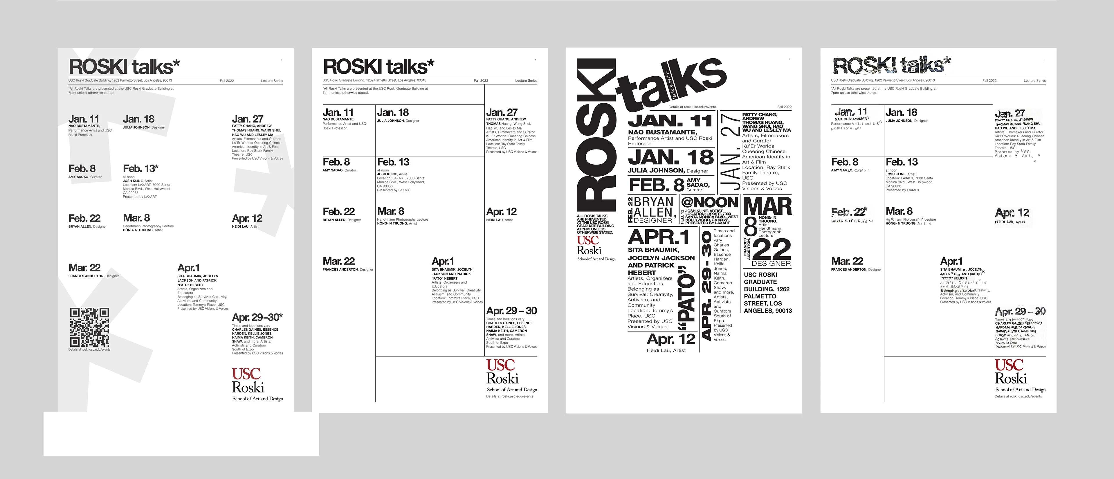 Four initial poster drafts