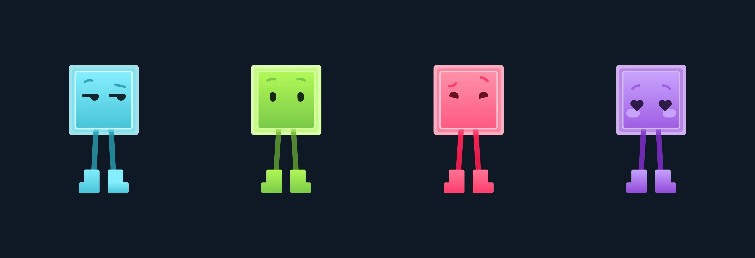 Pixel, Enrich, Guidance and Delivery Pal keychain designs