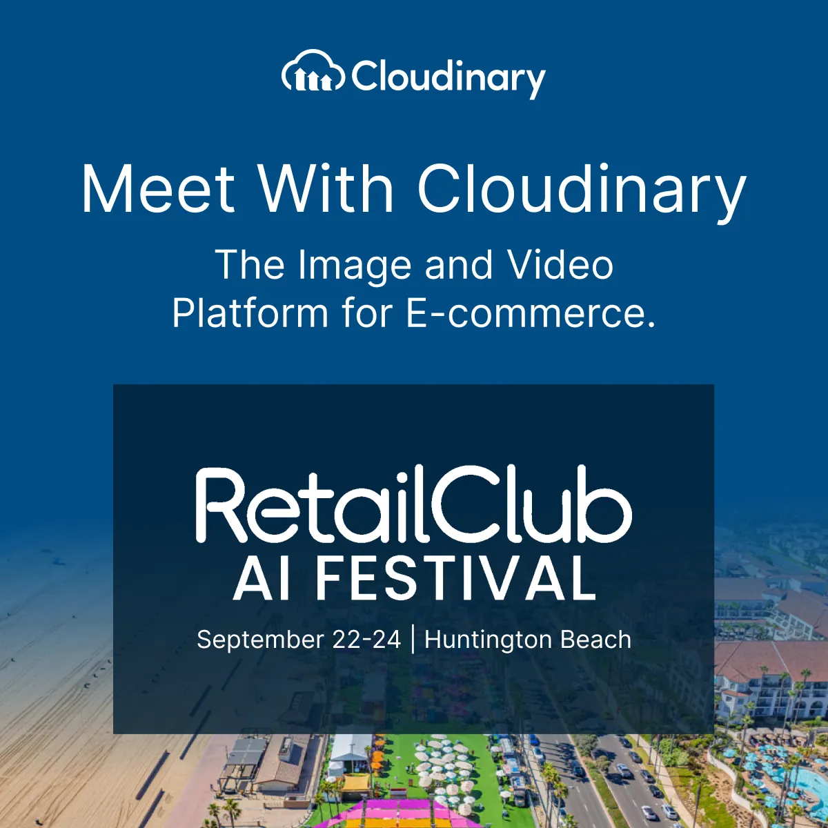 Meet with Cloudinary social post for the Retail Club AI Festival