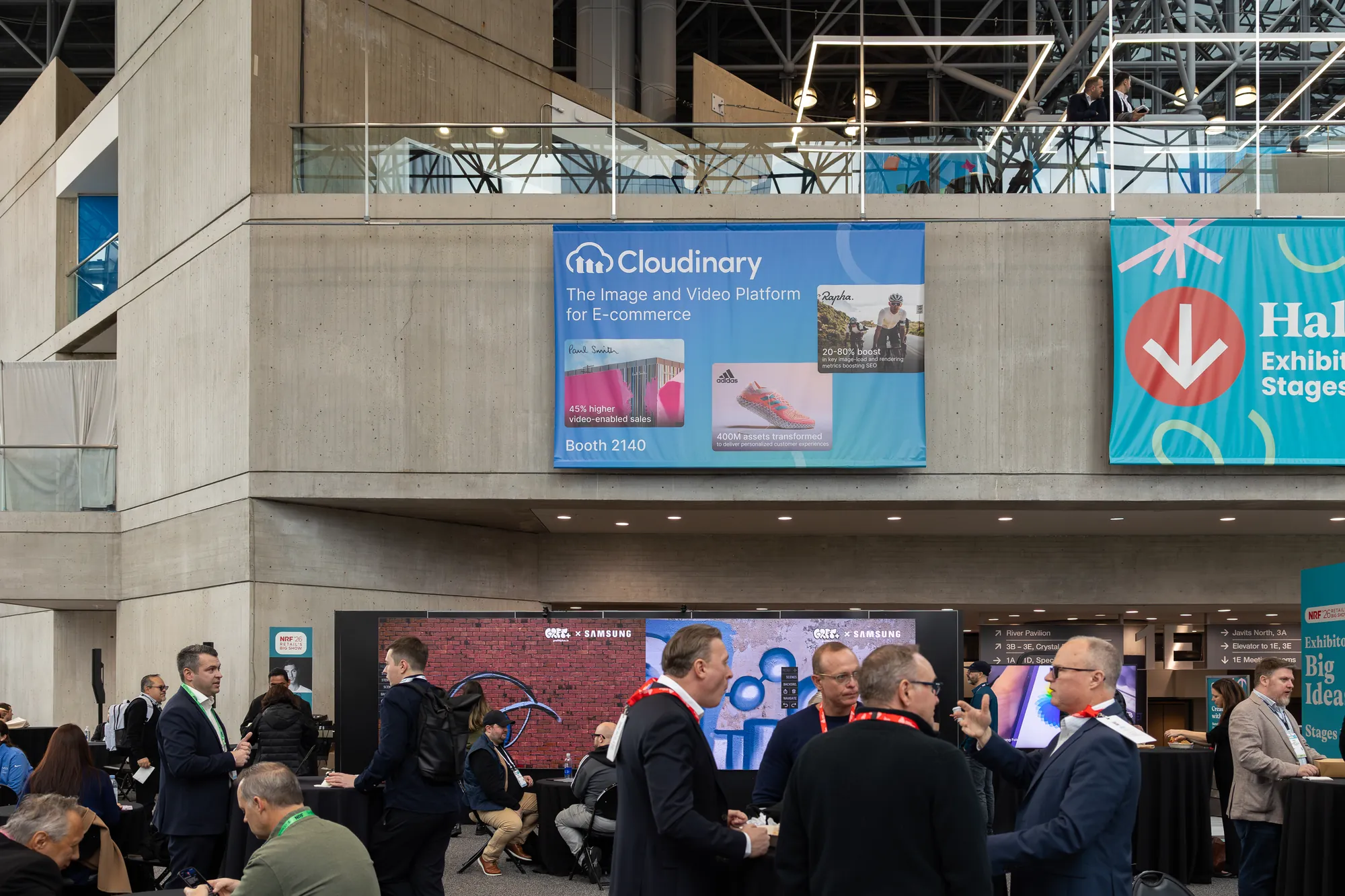 Cloudinary banner hanging over the show floor