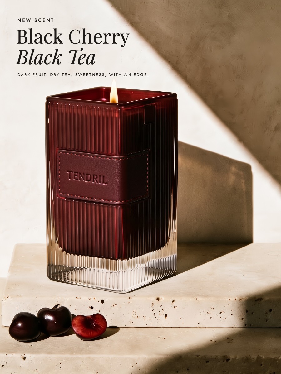 Tendril candle advertisement under review: Black Cherry, Black Tea