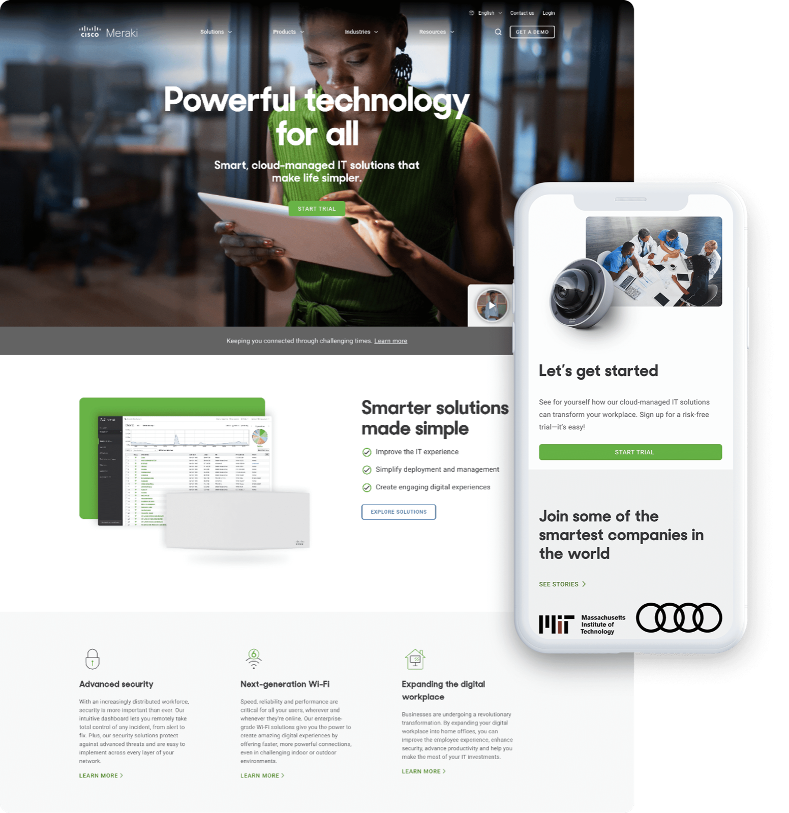 Fully responsive, from the homepage down to every product template