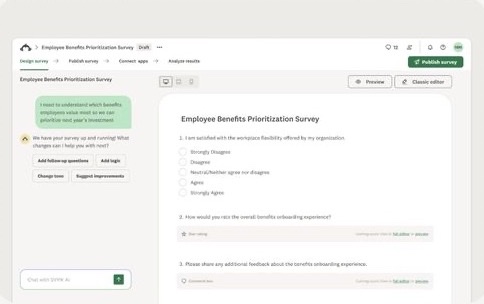 AI survey builder on the Catalyst system