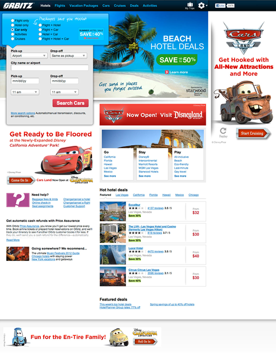 The Cars Land takeover on Orbitz