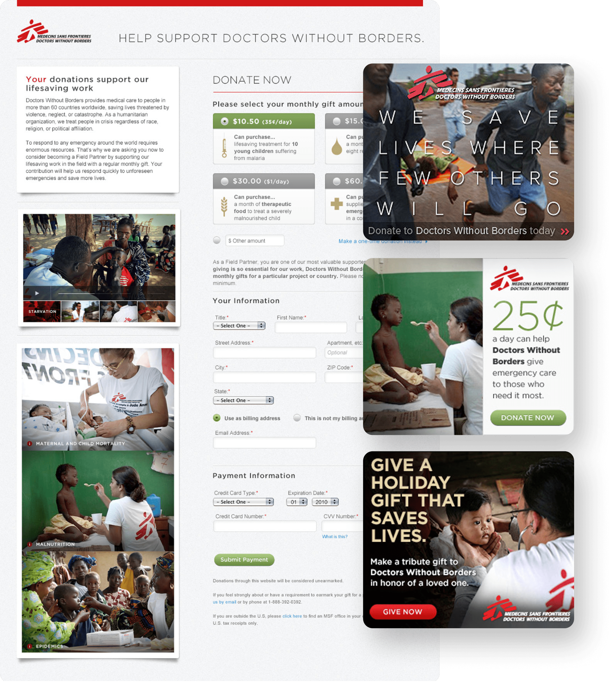Landing page, display, and social creative