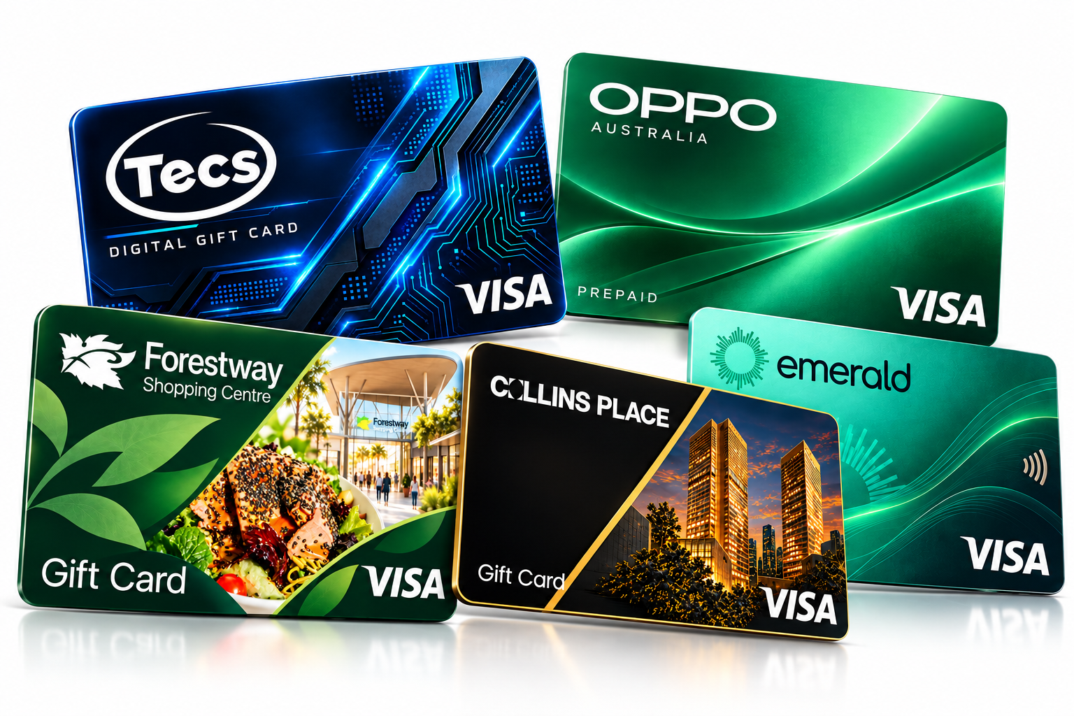 Collection of branded digital Visa gift cards