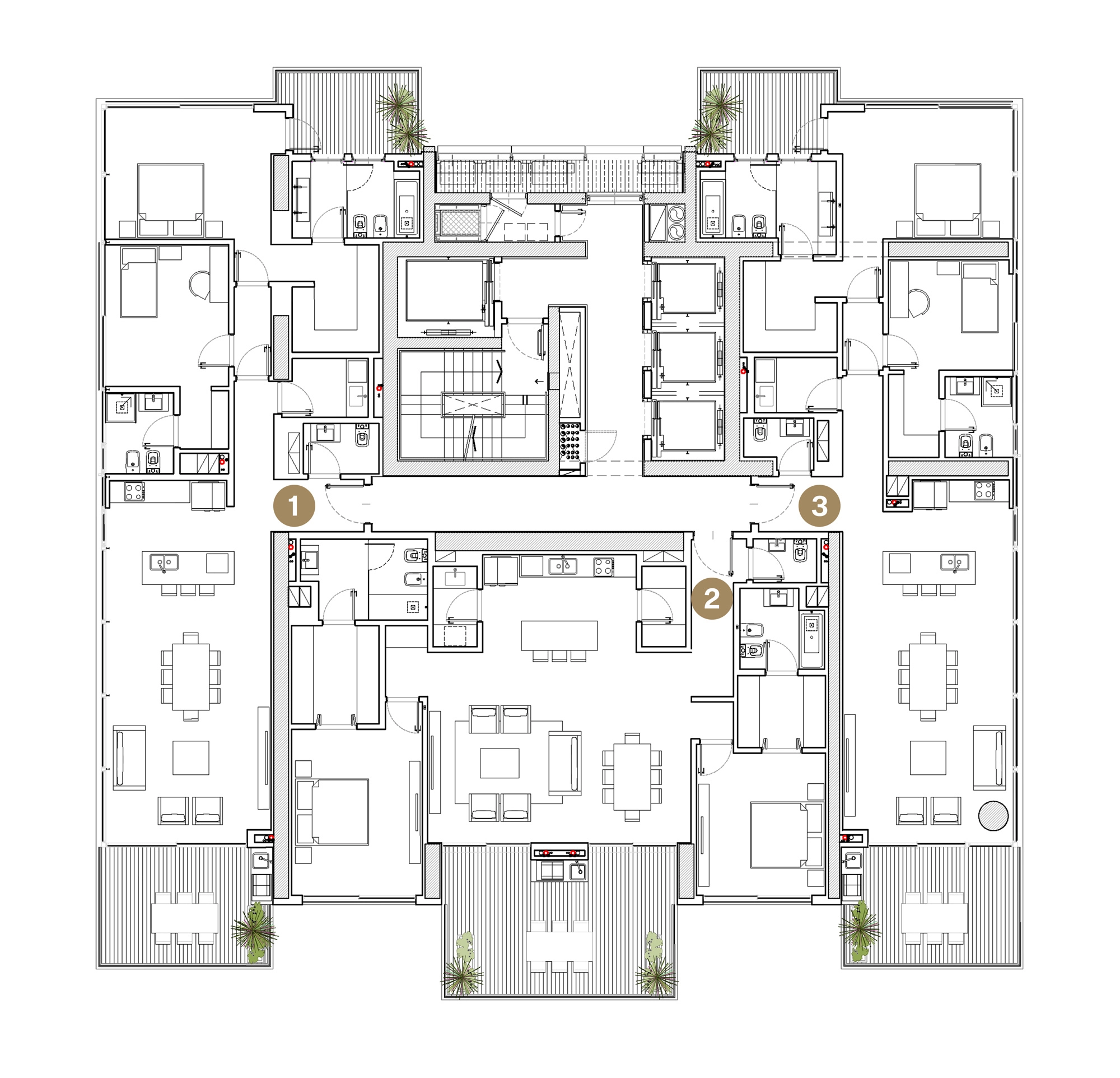 UNICA Puerto Madero — plano de pisos 16 a 23