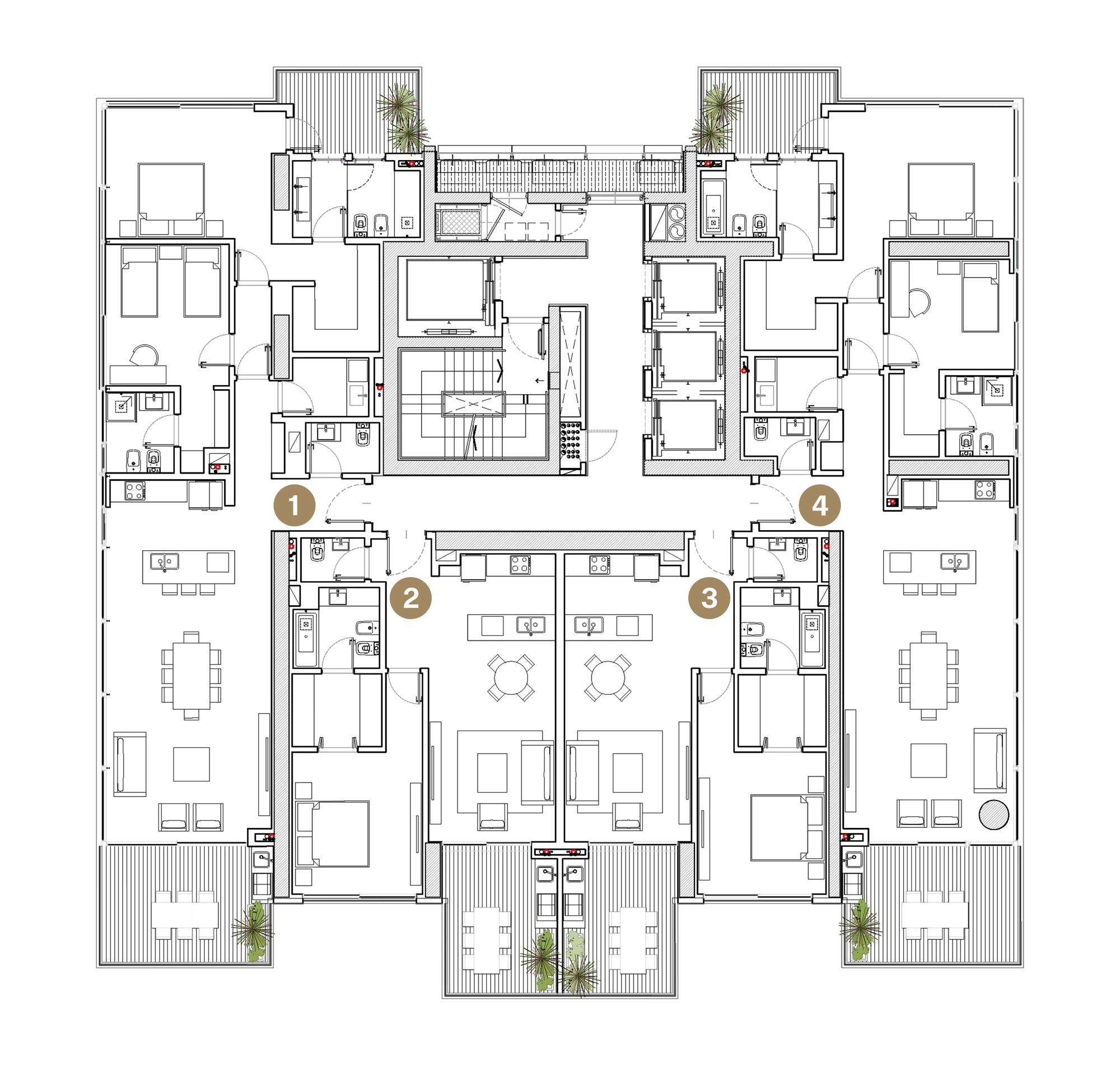 UNICA Puerto Madero — plano de pisos 4 a 15