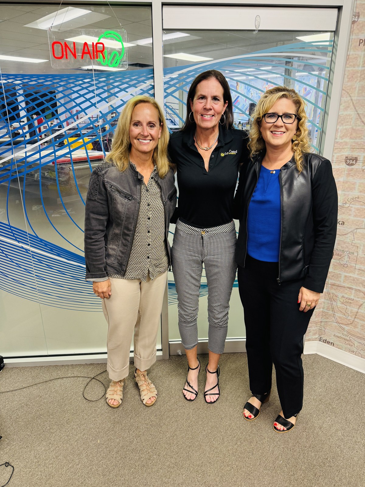 Kelly Williamson and Lisa Bailey with host Karissa Dunham on Shining Light on Minnesota, episode 57