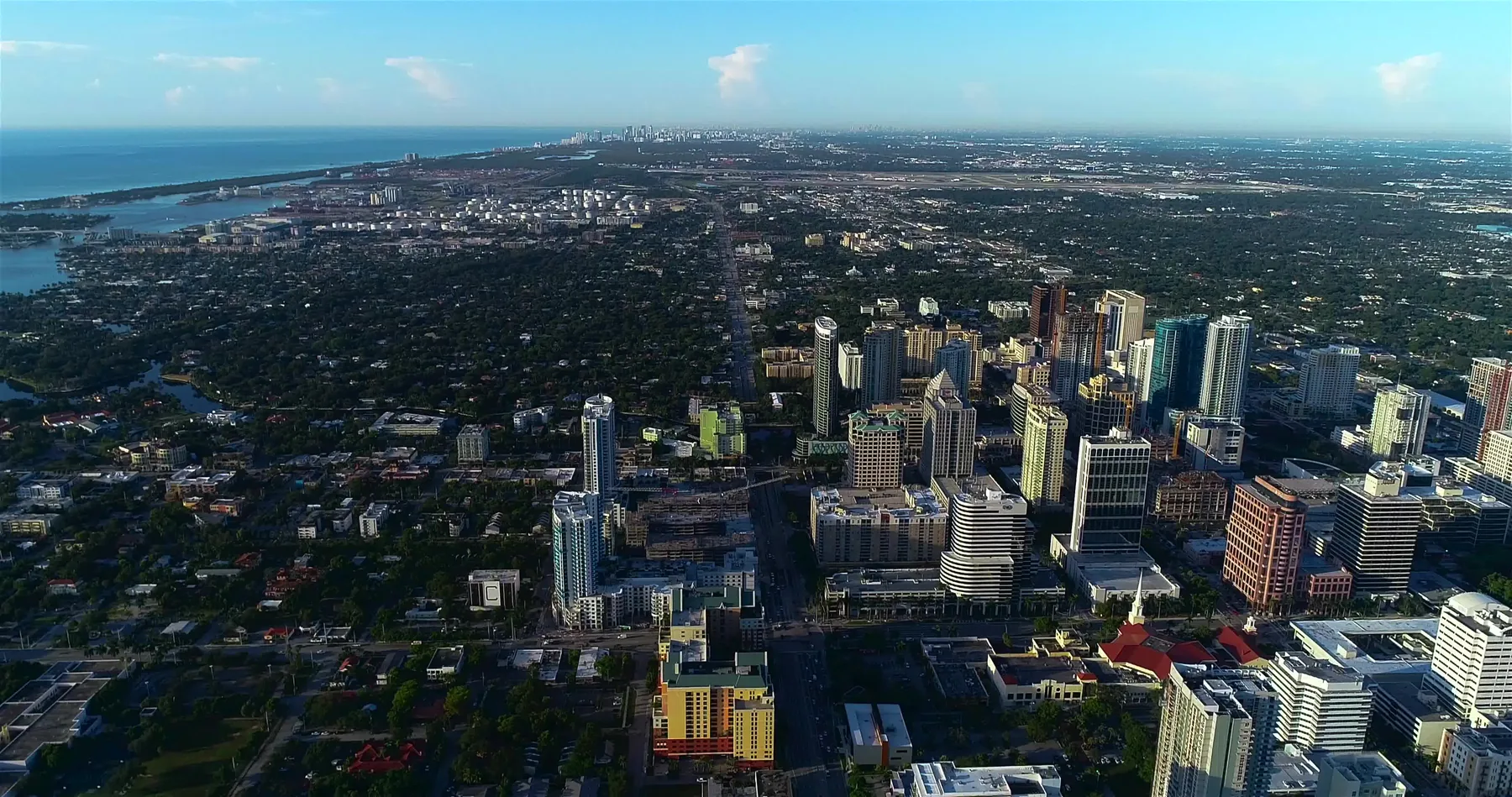 Aerial view of downtown Fort Lauderdale and the South Florida coastline